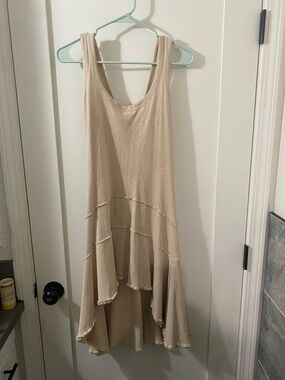 Organic cotton and hemp Sleeveless Cream Tiered High-Low Dress